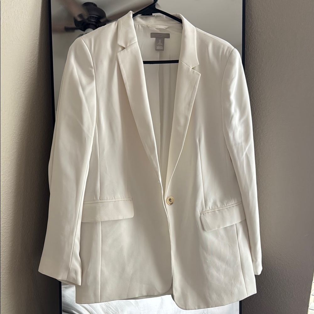 H&M White Blazer Modern Suit Jacket